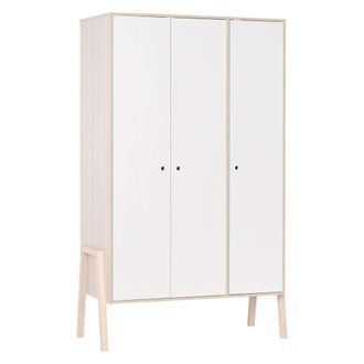 Calicosy Armario con 3 puertas, 5 estantes y 1 barra - Blanco y beige