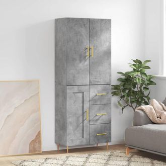 vidaXL Vidaxl - Aparador Alto Madera Contrachapada Gris Hormig&oacute;n 69,5x34x180 Cm
