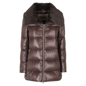 Herno Piumino con collo in pelliccia - - Jackets - Donna - Marrone - S