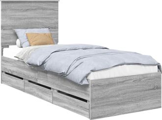 vidaXL Estructura De Cama Gris Sonoma 75 X 190 Cm Madera Ingenieril Vidaxl