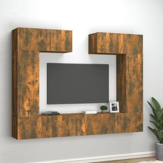 Berkfield Home 6 Piece TV Cabinet Set Smoked Oak Engineered Wood in Brown