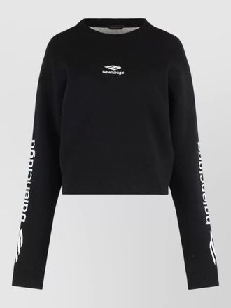 Balenciaga wool blend crew neck cropped sweater