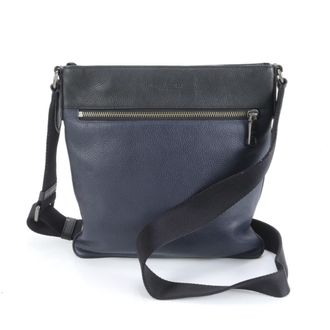 Coach Black Navy Leather Shoulder Bag Tote Bag (Pre-Owned)