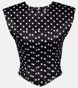 Ganni Polka-dot satin corset top