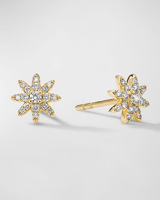 David Yurman Petite Starburst Stud Earrings with Diamonds in 18K Gold, 7.5mm
