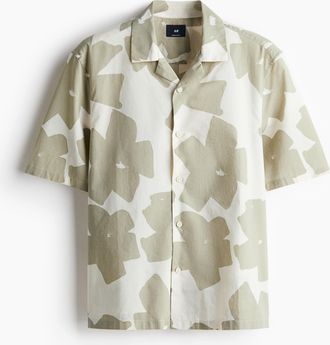 H&M Freizeithemd aus Baumwolle in Regular Fit - Beige/Gemustert