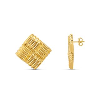 SHYMI Textured Square Statement Earrings - 14K Gold Filled, Rhodium Plated, Lightweight, Day to Night