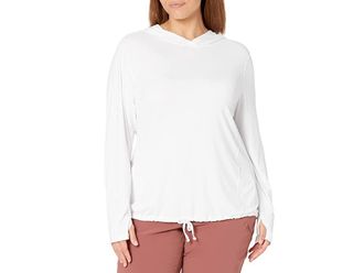 Mountain Hardwear Plus Size Crater Laketm Long Sleeve Hoodie Womens Clothing Fogbank : 1X, Polyester/Elastane