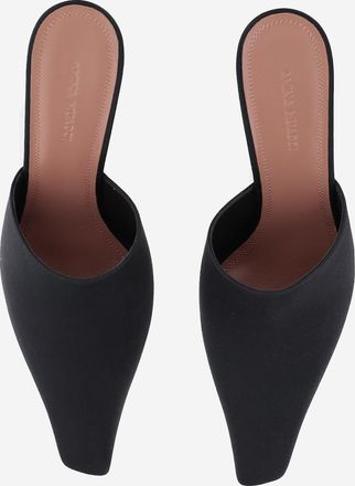 Amina Muaddi Womens Mules Jamie Black Satin