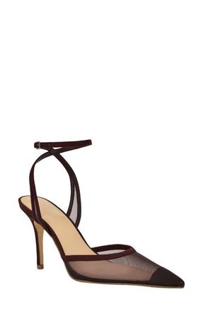 Calvin Klein Ozala Ankle Strap Pump in Dark Red Mesh at Nordstrom, Size 9.5