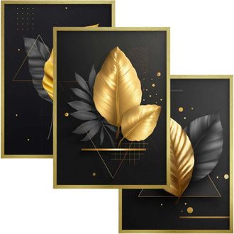 OEM P&oacute;steres De Pared Glamurosos Con Hojas Doradas Para Decorar La Sala De Estar