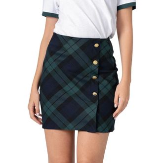 Kocca Short Skirts, female, Green, S, Short buttoned chequered skirt