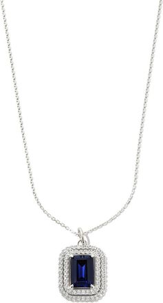 Hatton Labs Sterling Silver Topaz Pendant Necklace - Mens - Blue Topaz/Sterling Silver