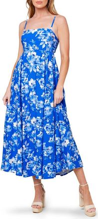 Flying Tomato Floral Tie Back Maxi Dress in Blue Multi at Nordstrom Rack, Size Large