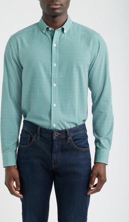 Johnston & Murphy XC+ Performance Game Day Gingham Button-Up Shirt in Green at Nordstrom, Size Xx-Large