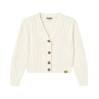 Moschino Cardigan in maglia intrecciata - Dames - Vesten - Beige - M - Katoen - Truien & Vesten