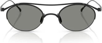Armani 49mm Oval Sunglasses in Matte Black /Grey at Nordstrom