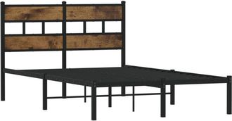 vidaXL Metal Bed Frame without Mattress Smoked Oak 120x200 cm Vidaxl