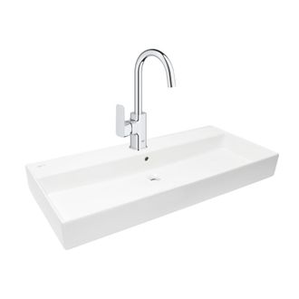 GROHE Dice Grifo De Lavabo 1/2 Con Palanca T&aacute;ctil, Tama&ntilde;o L + Lavabo Swiss Aqua Technologies 100,4x46,5 Cm