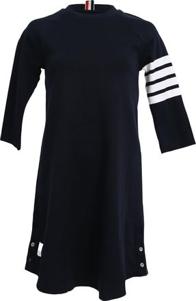 Thom Browne 4-Bar Loopback Sweatshirt Mini Dress in Black Cotton