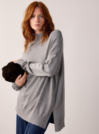Contemporaine Womens Mock neck solid Tunic Top sweater