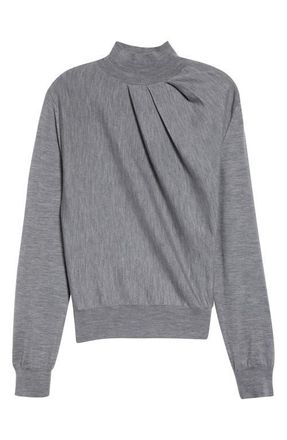 Givenchy Draped Merino Wool Blend Mock Neck Sweater in Light Grey at Nordstrom, Size Medium