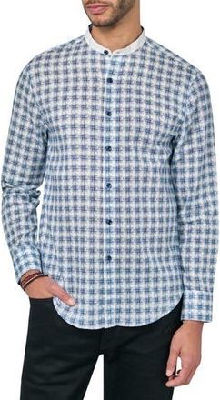 Brooklyn Brigade Jett Long Sleeve Plaid Mandarin Collar Shirt in Blue at Nordstrom Rack, Size Xx-Large