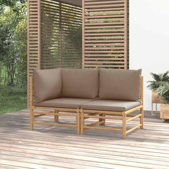 vidaXL Vidaxl - Set De Muebles De Jard&iacute;n 2 Piezas Bamb&uacute; Y Cojines Gris Taupe