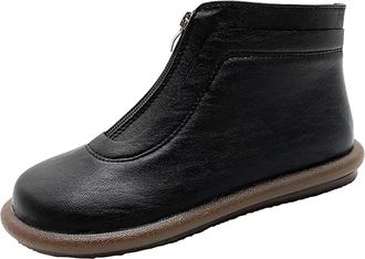 Generic Ladies+Boots Keep Warm Plush Deer Prints Flat Round Toe Lazy Suede Shoes Boots Womens Knee Length Boots (Black, 4.5)