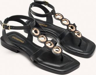 Gioseppo Womens Epping Flat Leather Sandals In Black