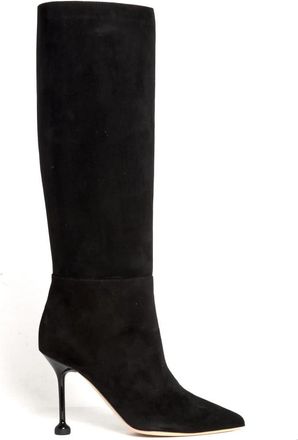 Ninalilou Zwarte Su&egrave;de Enkellaarzen Elegante Stijl - Dames - Laarzen met Hak - Zwart - 36 1/2 EU - Su&egrave;de - Schoenen