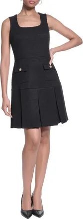 Karl Lagerfeld Textured Stretch A-Line Dress in Black at Nordstrom, Size 16