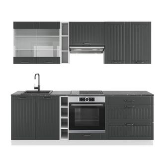 Vicco Mueble De Cocina Fame-line, Antracita Casa De Campo/blanco, 235 Cm Sin Encimera, Vicco