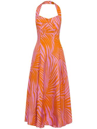 Nicholas Seraphina palm-print linen dress - Pink
