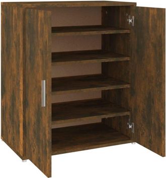 vidaXL Shoe Cabinet Smoked Oak 60x35x70 cm Engineered Wood Vidaxl