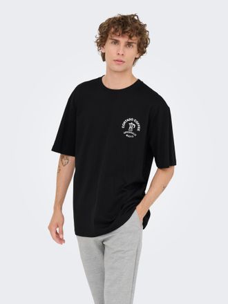 Only & Sons T-Shirt ONLY & SONS ONSNATHAN RLX SS TEE NOOS, Herren, Gr. XXL, schwarz print:cortado coffee, Jersey, Obermaterial: 100% Baumwolle, bedruckt, relaxed 