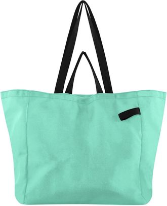 Generic Teal pattern Reusable Canvas Tote Bag, Heavy Duty Grocery Shopping Bag with Double Handles Hard Bottom Large Capacity Work Groceries Travel
