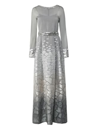 Alberta Ferretti embellished-belt maxi dress - Grey