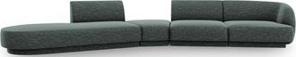 BLOOMINGLOFT 7-Sitzer Design Sofa Miley mit abgerundeter Form und Ottomane links - Chenille