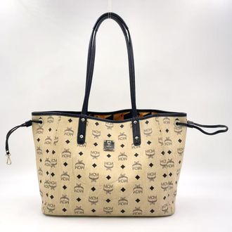 MCM Visetos Tote Shoulder Bag Beige PVC