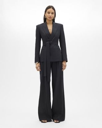 Another Tomorrow Double Breasted Fitted Jacket in Black at Nordstrom, Size 42 It