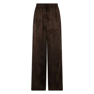 Ganni Wide Trousers, female, Brown, Size: M Trousers in Brown Satin