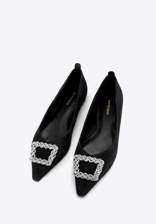 Wittchen Dames Su&egrave;de Ballerinas met Gesp Zwart Su&egrave;de Leer