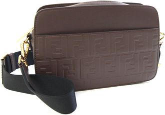 Fendi Zucca Brown Dark Brown Zucca Clutch Bag Shoulder Bag (Pre-Owned)