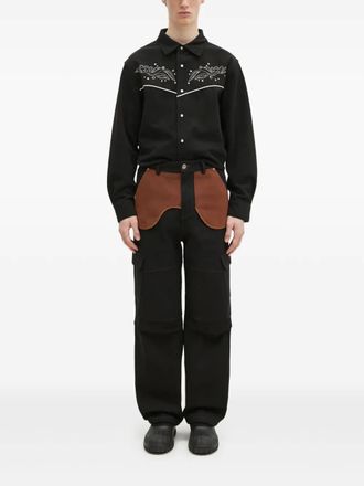 Andersson Bell Yoke overhemd met borduurwerk - Zwart