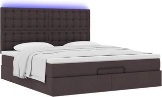 vidaXL Estructura Cama Otomana Colch&oacute;n Tela Marr&oacute;n Oscuro 160x200 Cm Vidaxl