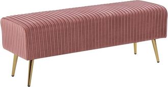 Beliani Beliani - Banco De Terciopelo Rosa Dorado 118 Cm Patas Metal Glamour Paterson