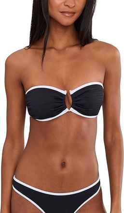 Seafolly Beach Bound Ring Front Bandeau Womens Clothing Black : AUS 16 (US Womens 12), Elastane/Nylon