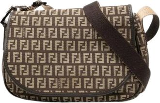 Fendi Pre-owned Cross Body Bags, female, Brown, Size: ONE SIZE Pre-owned Canvas Crossbody Bag
