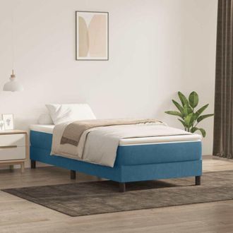 vidaXL Cama Box Spring Con Colch&oacute;n Terciopelo Azul Oscuro 80x210 Cm Vidaxl